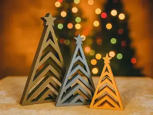 Modern Christmas Tree Set – 4 Geometric Designs