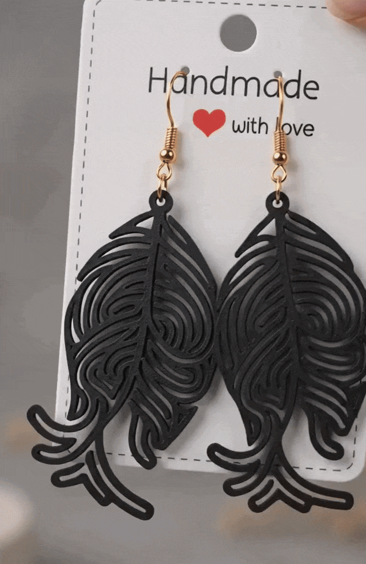 Obsidian Plume Earrings - Quick print