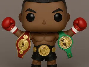 Mike Tyson Young with 3 Title Belts