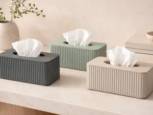 Japandi Tissue Box „Aura“ – Ribbed Minimal Design