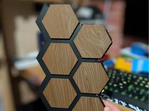 Decorative Acoustic Panel - Hexagon w/ wood effect