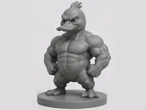 Buff Duck Fighter – Stylized Muscle Duck 3D Figure