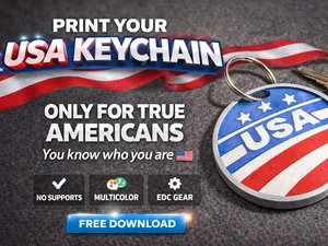 USA Flag Keychain 2026 – Easy Print, Multicolor