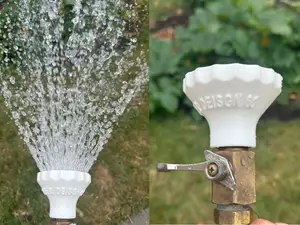 Garden hose nozzle, 60 deg flood spray, high flow
