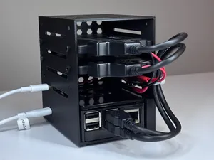 Enclosure for RPi 4B+ (cased) + 4× 2.5" SATA SSDs