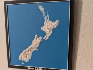 New Zealand - Topographic Map - Framed
