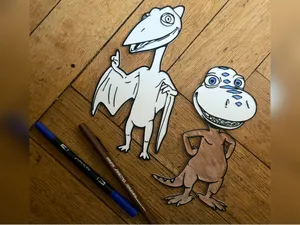 Ausmalbild Dinozug