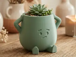 "Pouty" Grumpy Planter - Cute Desk Decor