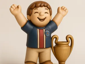 PSG Fan with Champions League Trophy