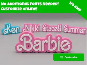 Customize Online! Barbie Style Name Sign Stand