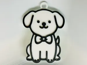 Dog Wearing a Bow Tie Keychain