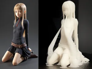 Serene Anime Girl in Uniform - Kneeling Figurine
