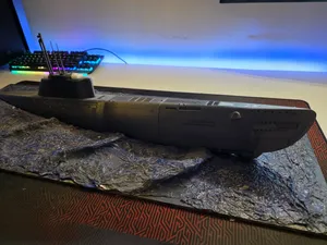 Type XXI german surfacing Submarine U-Boat Diorama