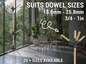 Coat Rack - With Wooden Dowel (19mm-25mm sizes)