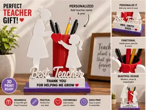 Customizable Text Thank You Teacher Desk Organizer