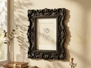 Ornate Baroque Frame - Velvet Black Art