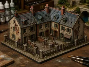 Diorama di complesso residenziale urbano WW2