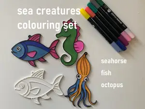 sea animals colouring set