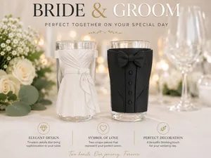 Bride & Groom Glass Decoration Set