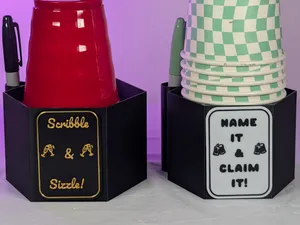 Party Cup holder with 2 signs
