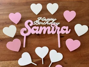 Tortenschild mit Schriftzug Happy Birthday Samira