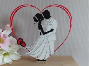 Wedding Silhouette Lamp – Heart & Couple Decor