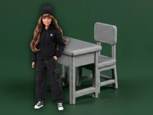 School Desk with Chair – Dollhouse Classroom Set