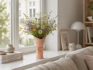 Bouquet Vase with Ribbon Elegant Flower Vase