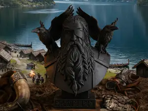 Odin Bust with Ravens - Norse Mythology Art