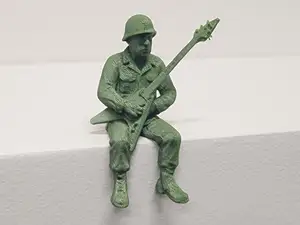 Seated Green Army Soldier Gibson Flying V Guitar 