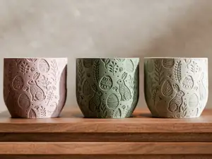 Pots for Easter with Bunny Pattern