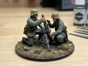 WW2 Soldier Tabletop Wargame - German Mortar Team