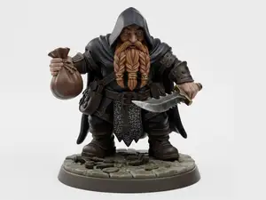 Rogue Dwarf Male D&D Miniature (30mm)