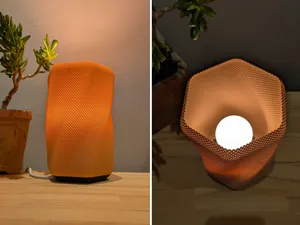 cozy hexagonal twisted lamp with basket structure
