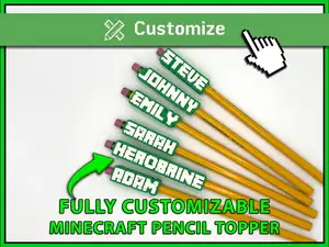 Minecraft Font Fully Customizable Pencil Topper