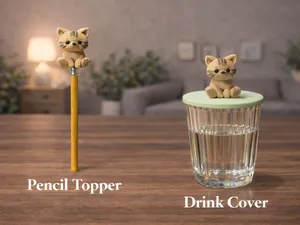 Cozy Cat Pencil Topper & Drink Cover