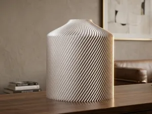 Modern Silver Fluted Cylinder Vase