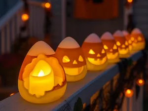 Candy Corn Jack-O’-Lantern Tealight Holders