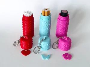 Lipstick case with ornament - keychain