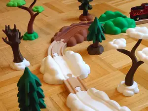 Hilly scenic track set for wooden train