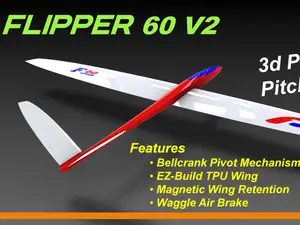 Flipper60 V2 - 3D Printed, 60” Twisty Wing Glider