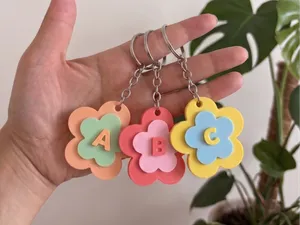 Alphabet Letters Flower Keychain