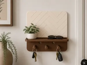 Herringbone Wall Shelf & Key Holder