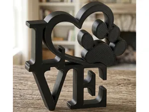 LOVE Deko mit Hundepfote – 3D Tischdekoration