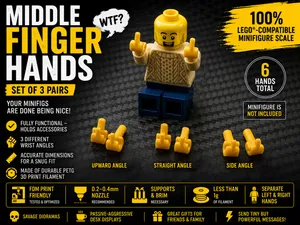 Middle Finger LEGOs-Compatible Hands (3-Angle kit)