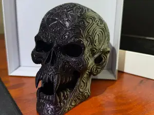 Gothic Vampire Skull with Engravings