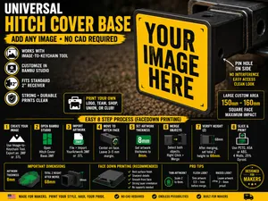 Universal DIY Trailer Hitch cover, cap, plug