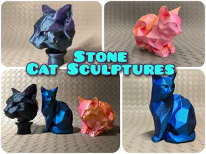 Stone Cat Sculptures (3 types)