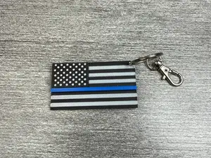 Police Blue Line Flag Keychain