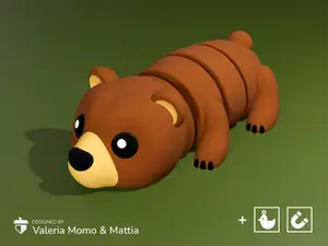 Cute Flexi Bear Grizzly (Toy, Keychain & Magnet)